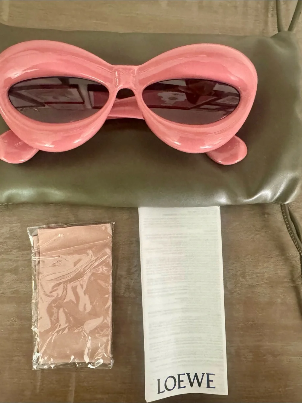 Loewe Pink Sculptural Oval Sunglasses with Dark Lenses
